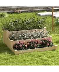 Slickblue 3-Tier Wooden Raised Garden Bed for Backyard Patio Gardening