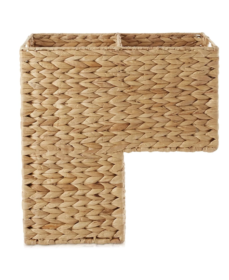 Casafield Stair Basket with Handles, Natural - Woven Water Hyacinth Staircase Step Organizer Bin - Natural