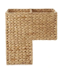 Casafield Stair Basket with Handles, Natural - Woven Water Hyacinth Staircase Step Organizer Bin - Natural