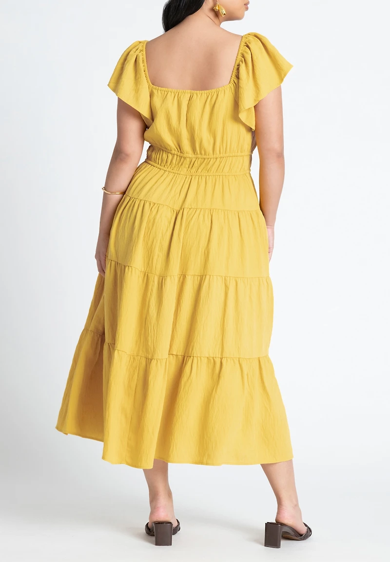 Eloquii Women's Plus Size Ruffled Tiered Maxi Dress