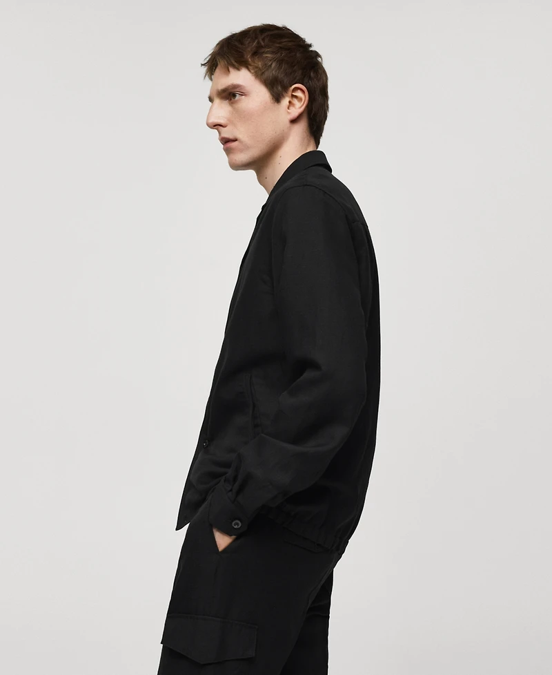 Mango Men's Slim-Fit Linen-Blend Overshirt