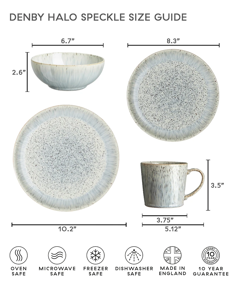 Denby Halo Speckle Medium Plates, Set of 4