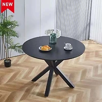 Streamdale Furniture Mid-Century Black Dining Table for 4-6 People