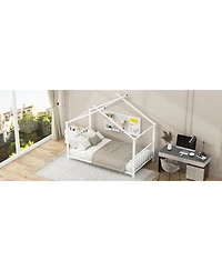 Streamdale Twin Metal House Platform Bed, White