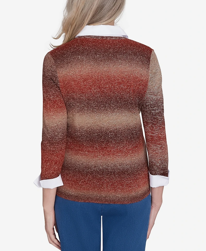 Alfred Dunner Classic Chevron Ombre Woven Sweater