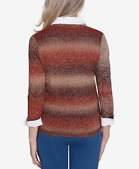 Alfred Dunner Classic Chevron Ombre Woven Sweater