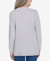 Alfred Dunner Women's Classic Chenille Cardigan Sweater with Pockets