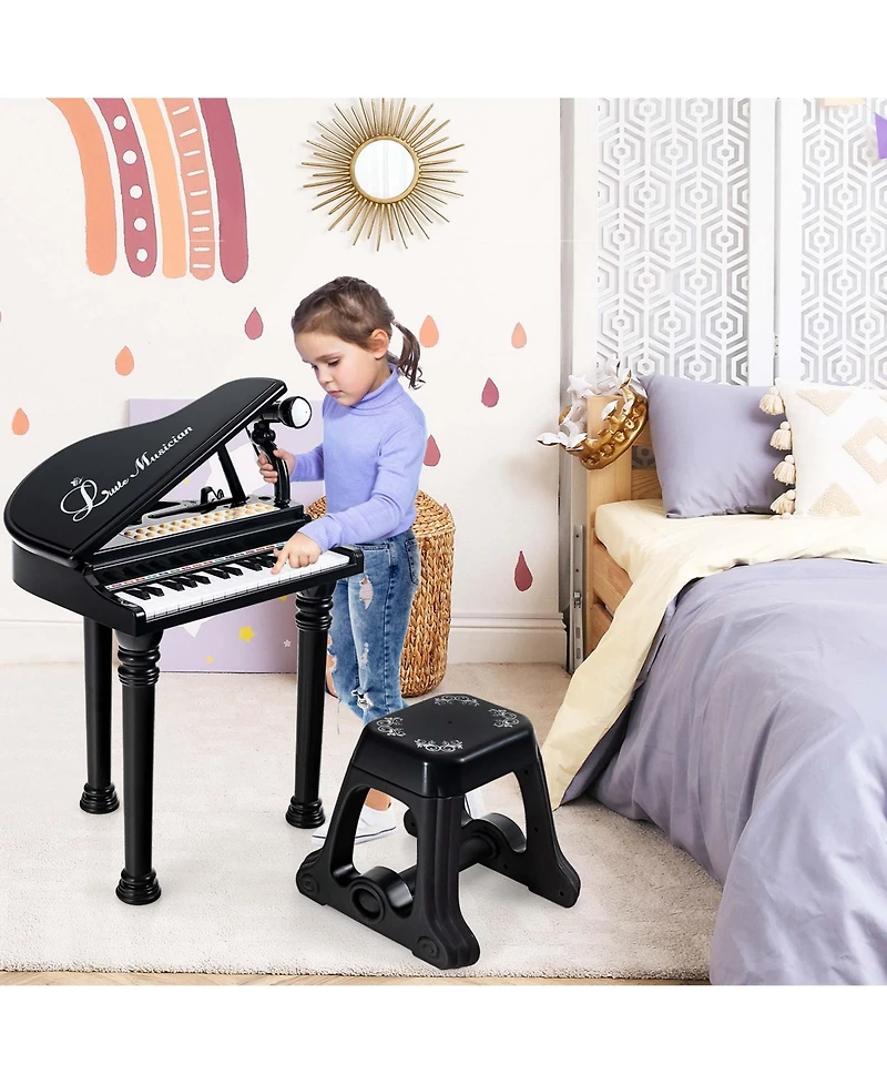 31 Keys Kids Piano Keyboard Toy Toddler Musical Instrument with Stool & Microphone
