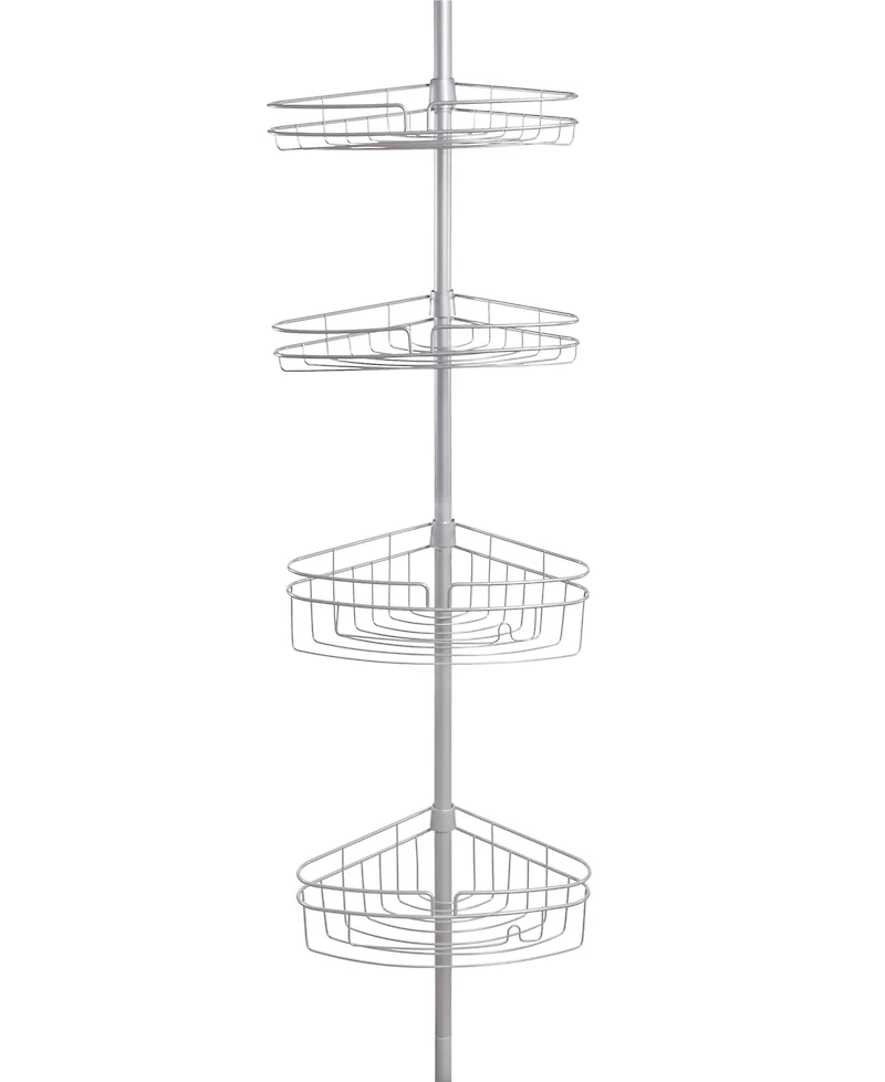 Kenney 4-Tier Spring Tension Razor Holder Shower Corner Pole Caddy