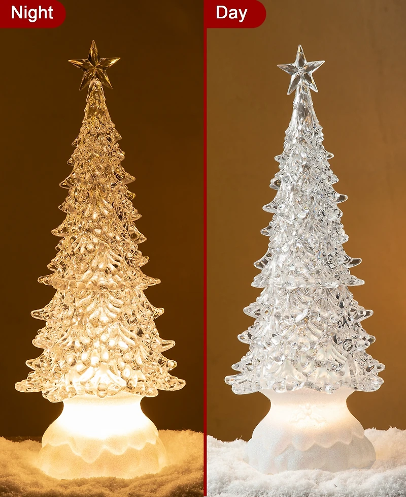 Glitzhome 18.5"H Christmas Lighted Acrylic Rotating Table Tree