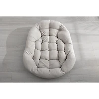 Simplie Fun Beige Outdoor Rattan Rocking Chair with Padded Cushion