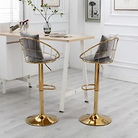 Streamdale Velvet Bar Chair, Pure Gold Plated, Unique Design, 360 Degree Height