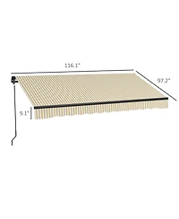 Retractable Awning Water & Uv Resistant, Adjustable Shade for Patios