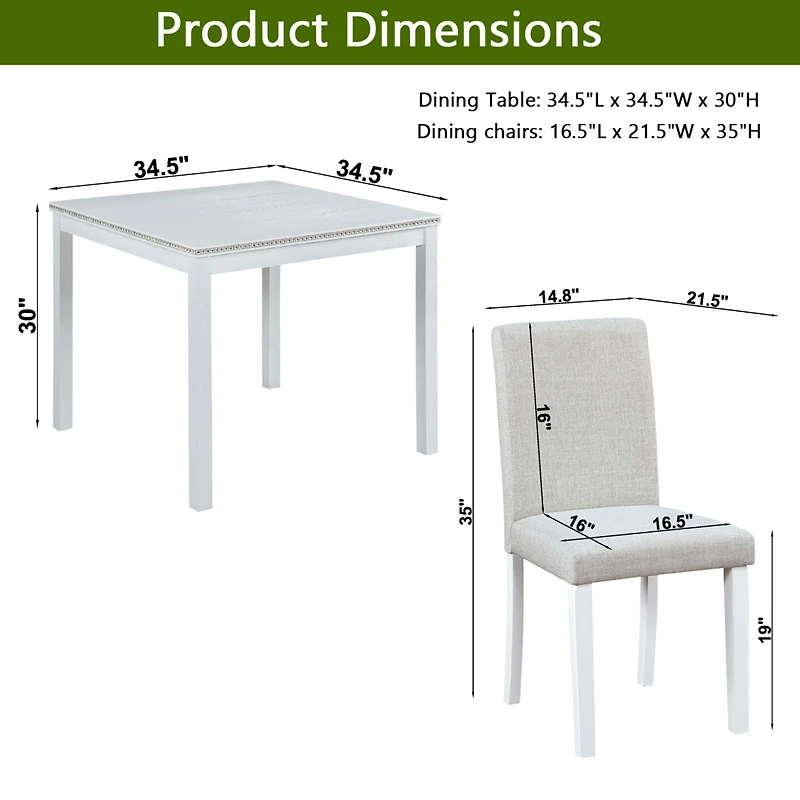 Streamdale Furniture Chic Wooden Dining Set Elegant Table with Crystal Details & Upholstered Chairs