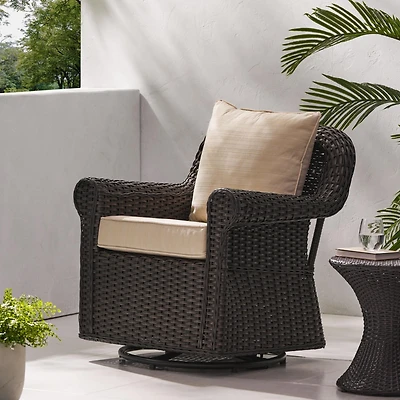 Streamdale Wicker Swivel Rocking Chair Cozy Outdoor Relaxation and Comfort