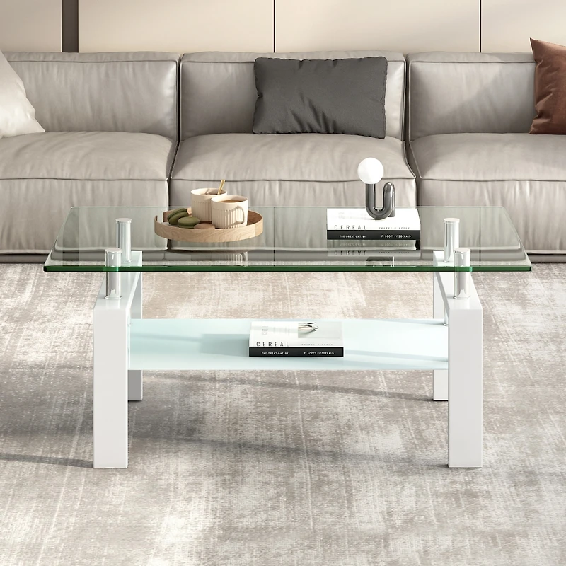 Streamdale Clear Glass Coffee Table (2-Tier)
