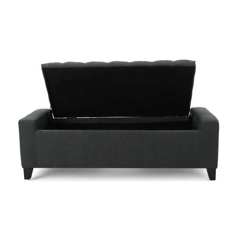 Stylish Dark Grey Storage Ottoman with Tufted Top