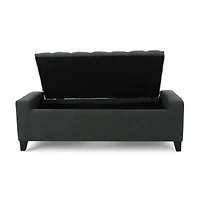 Stylish Dark Grey Storage Ottoman with Tufted Top