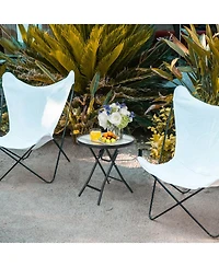 Slickblue Patio Side Table with Tempered Glass Tabletop