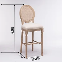 Streamdale French Country Bar Stools with Rattan Back, Beige (Set of 2)