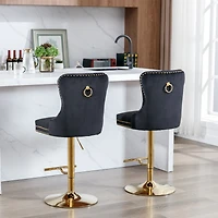 Simplie Fun Modern Velvet Swivel Bar Stools, Set of 2