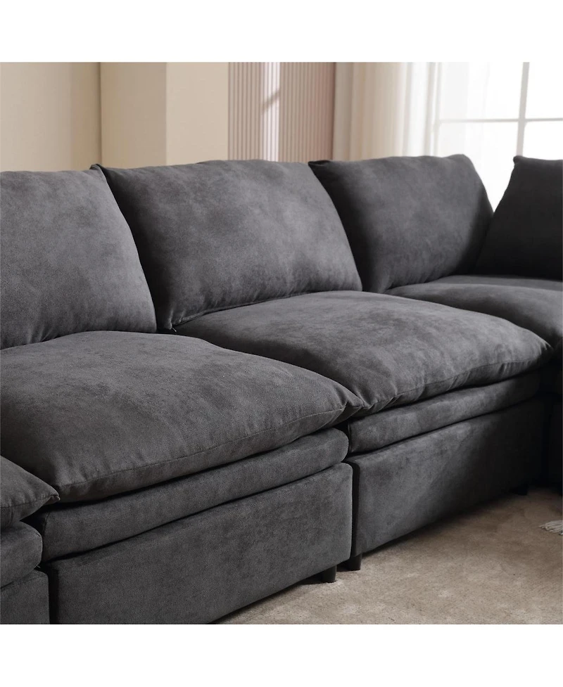 Streamdale Furniture Dark Gray U-Shaped Sleeper Sectional Sofa