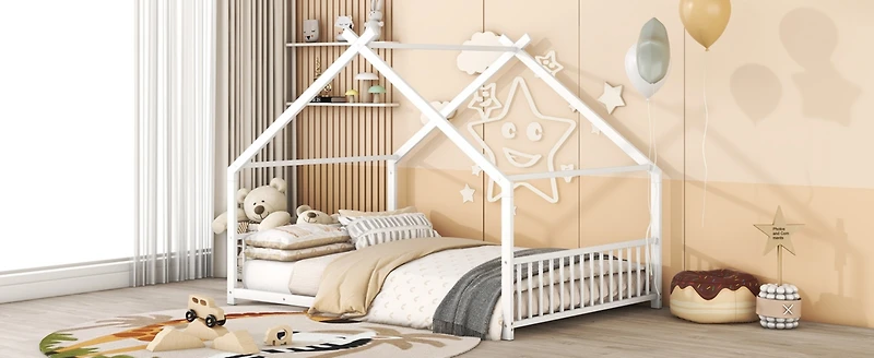 Streamdale Full Metal House Bed, White