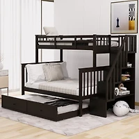 Streamdale Espresso Twin-Over-Full Bunk Bed with Storage and Trundle