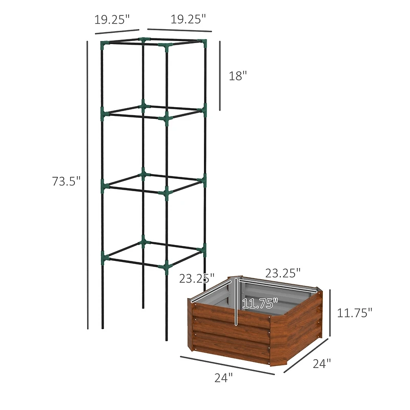 Streamdale Furniture Galvanized Steel Raised Planter with Trellis for Tomatoes
