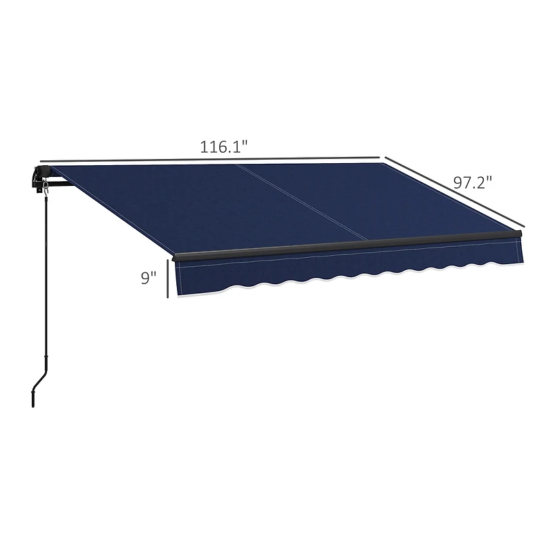 Retractable Awning Water & Uv Resistant, Adjustable Shade for Patios