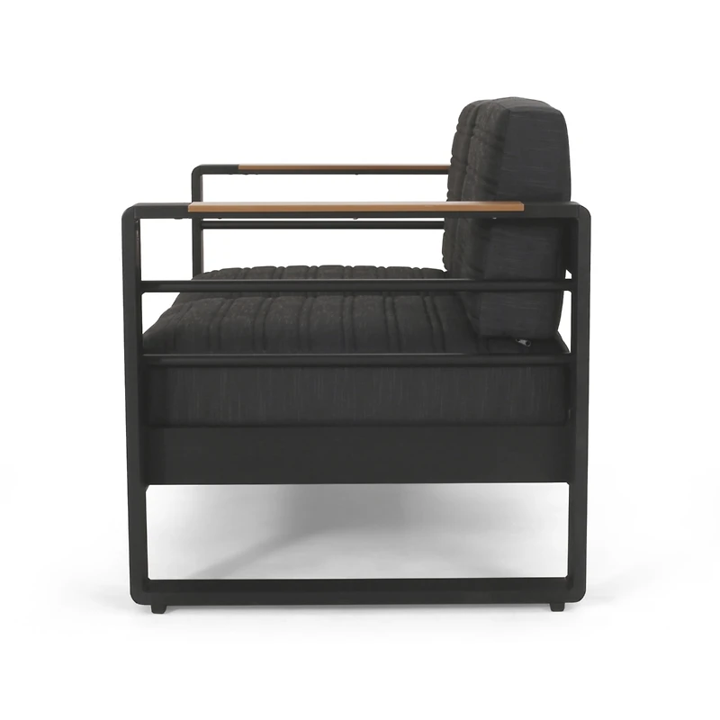 Streamdale Furniture Cozy Outdoor Coffee Haven Aluminum Frame, Dark-Grey Cushions