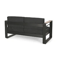 Streamdale Furniture Cozy Outdoor Coffee Haven Aluminum Frame, Dark-Grey Cushions