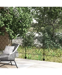 Decorative Black Wire Grid Garden Fence Panels with Arches and Rings