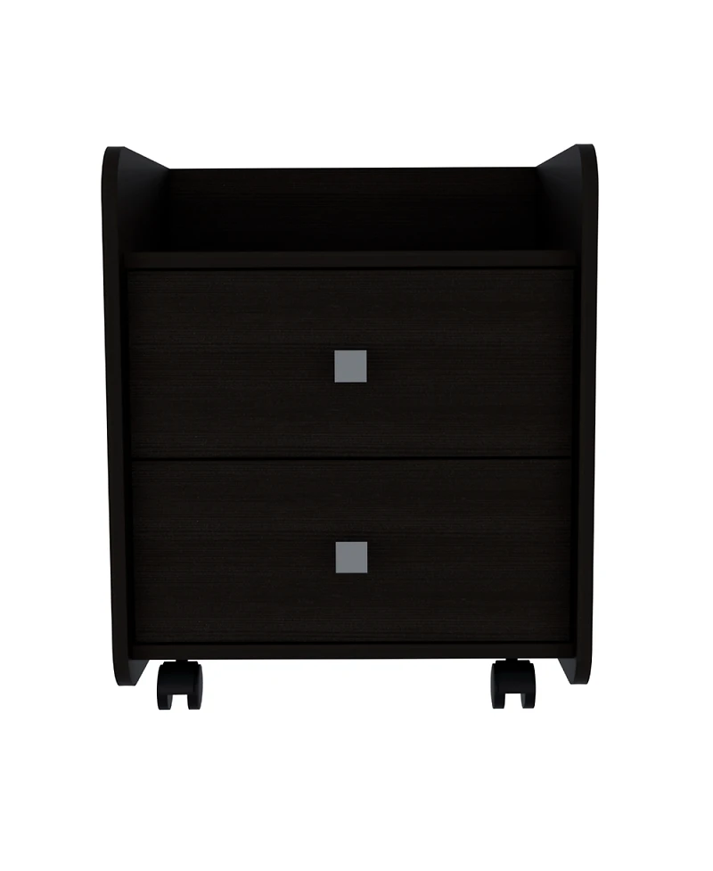 Simplie Fun Aura Nightstand, Metal Handle, Two Drawers, Superior Top