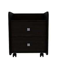 Simplie Fun Aura Nightstand, Metal Handle, Two Drawers, Superior Top