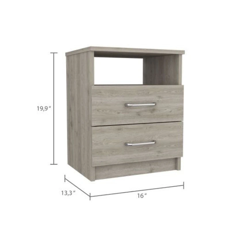 Streamdale Napoles Nightstand, Superior Top, Two Drawers, One Shelf - Light