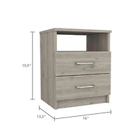 Streamdale Napoles Nightstand, Superior Top, Two Drawers, One Shelf - Light