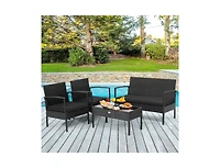 Slickblue 4 Pieces Patio Rattan Furniture Set with Cushion