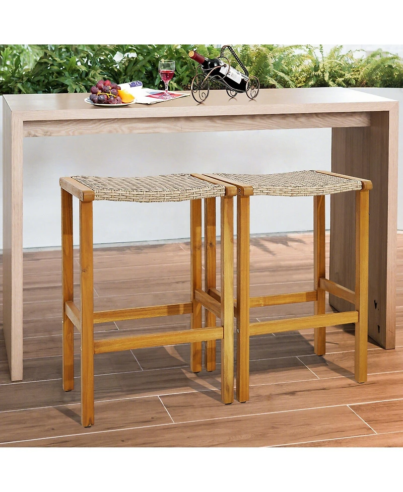 Slickblue Patio Wood Bar Stools for Outdoors