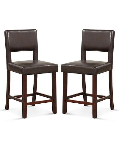 Slickblue 2 Piece Bar Chair Set with Hollowed Back and Rubber Wood Legs