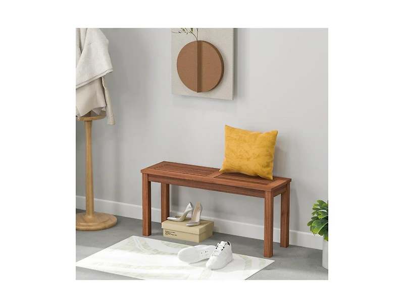 Slickblue 2-Seater Patio Backless Dining Bench with Breathable Slatted Seat