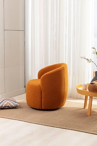 Streamdale Teddy Swivel Barrel Armchair with Metal Ring, Dark