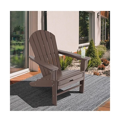Slickblue Patio Hdpe Adirondack Chair with Retractable Ottoman
