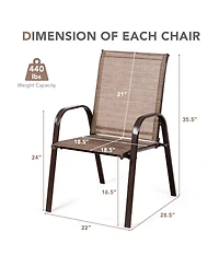 Gymax Set of 2 Patio Chairs Dining w/ Steel Frame Yard Outdoor Beige