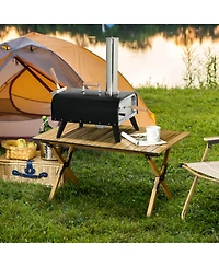 Outsunny Outdoor Pizza Oven with Rotating Stone, 12" Wood Fi Pizza Maker
