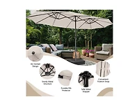 Slickblue Double-Sided Patio Umbrella with 48 Led Lights for Evening Outdoor Shade