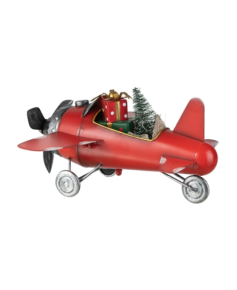 Glitzhome 14 L Christmas Metal Airplane with Gifts Table Decor
