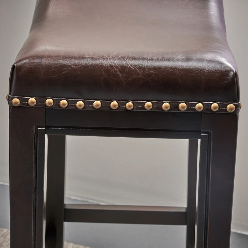Streamdale Modern Backless Bonded Leather and Rubberwood Barstool (Set of 2)