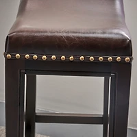 Streamdale Modern Backless Bonded Leather and Rubberwood Barstool (Set of 2)