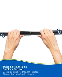 Kenney Twist Fit No Tools Shower Curtain Rod, 42-72"